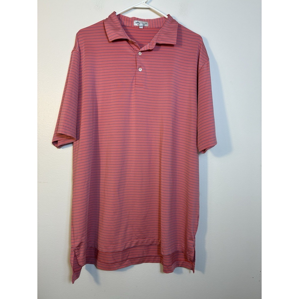 Peter Millar Summer Comfort Polo Short Sleeve Sz XL Striped‎ Pink Golf Preppy
